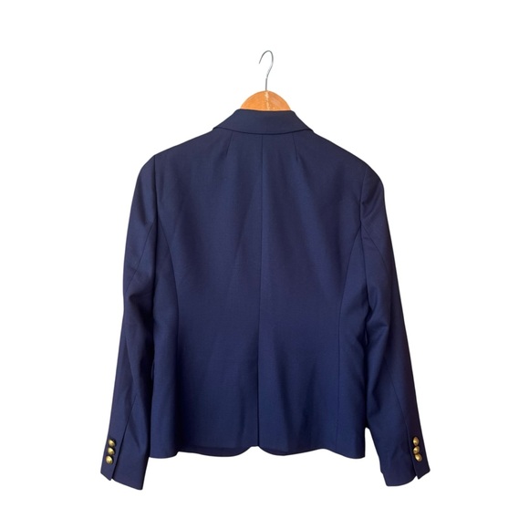 J Crew Dalton Navy Blue Blazer Jacket Tollegno 1900 Italian Wool Petites 6P - Picture 7 of 9